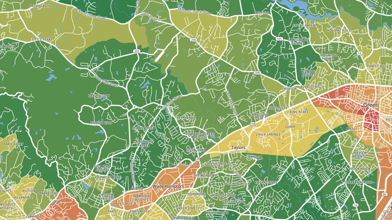 Taylors, SC Map of Assault Rates