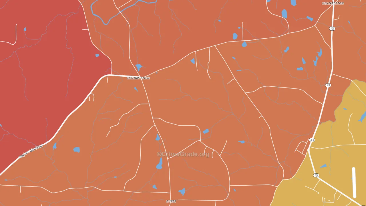 Taylors Store, NC Map of Assault Rates