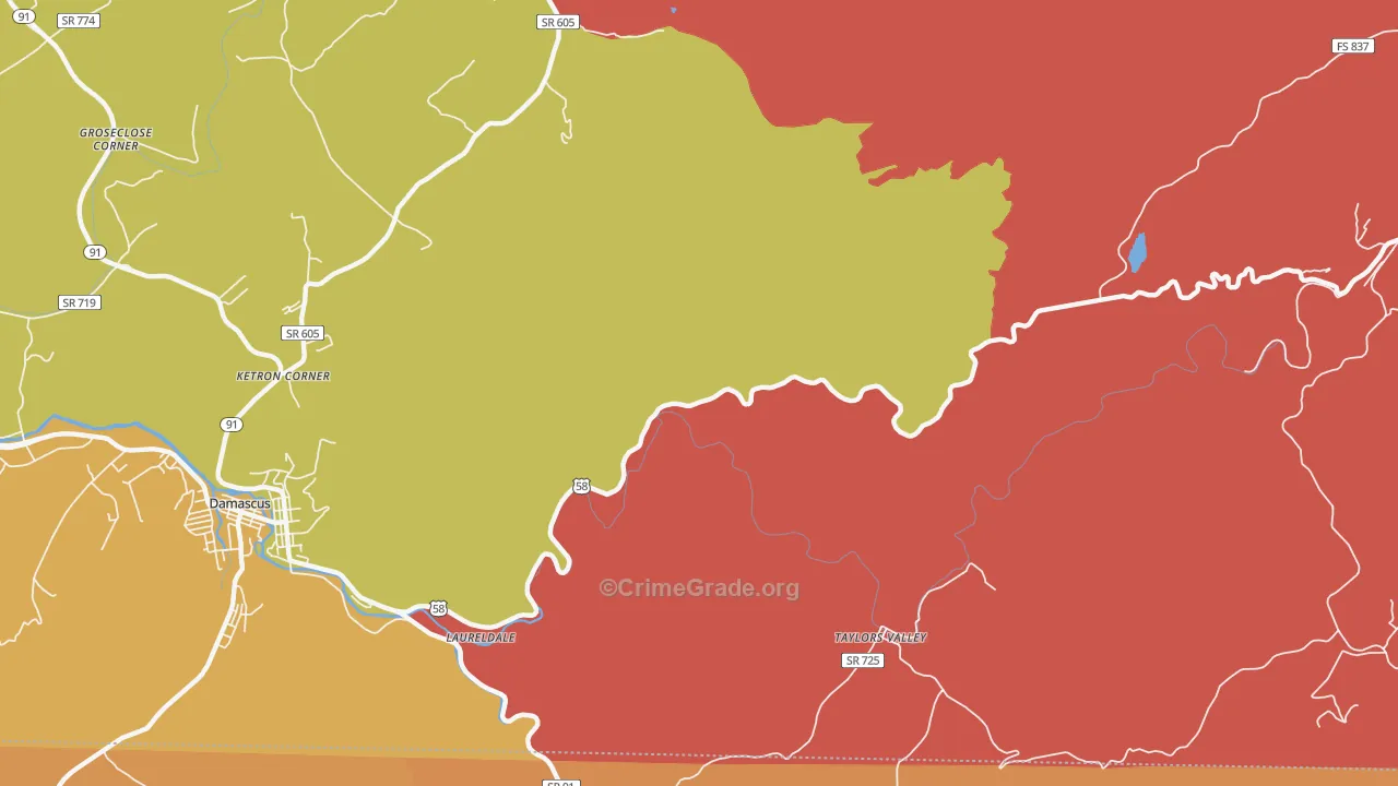 Taylors Valley, VA Map of Assault Rates