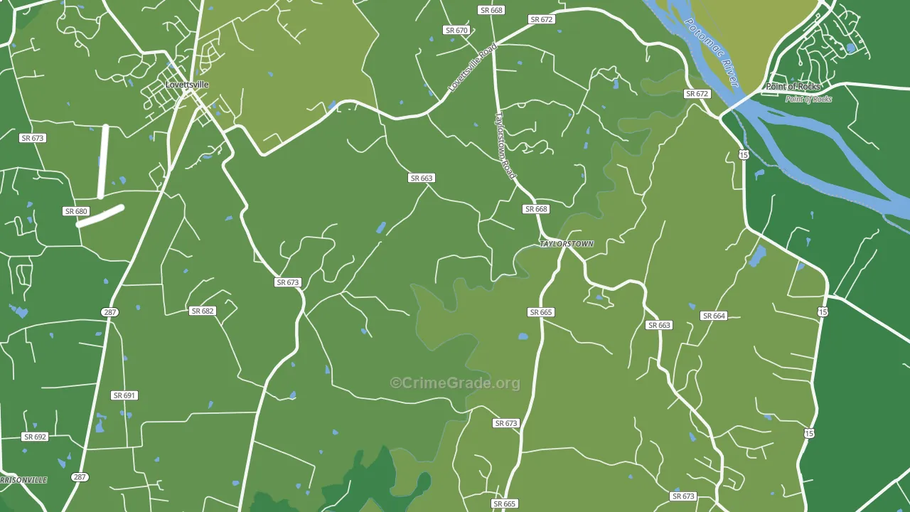 Taylorstown, VA Map of Assault Rates
