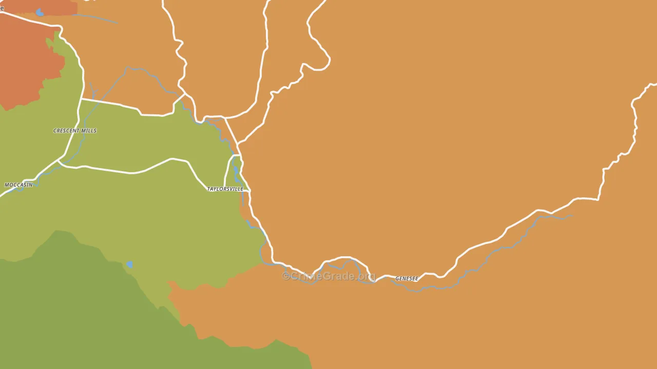 Taylorsville, CA Map of Assault Rates