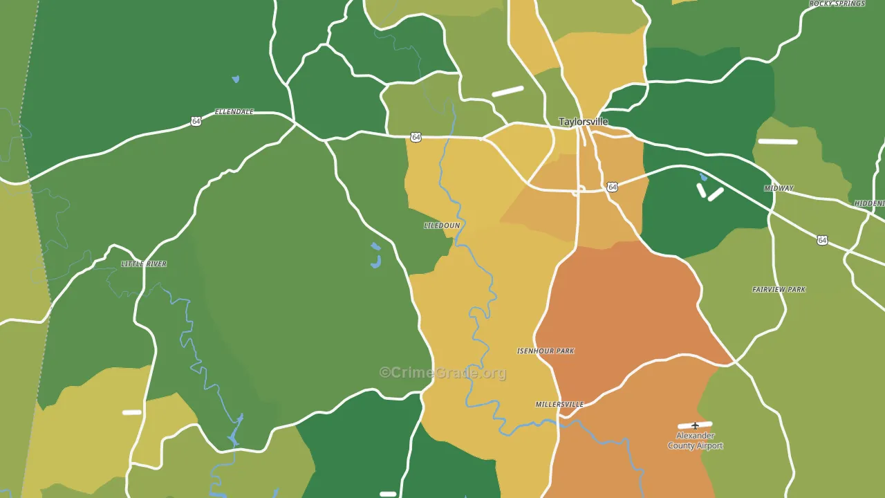 Taylorsville, NC Map of Assault Rates