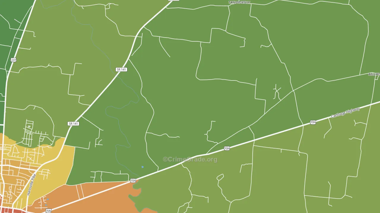 Taylorsville, TN Map of Assault Rates