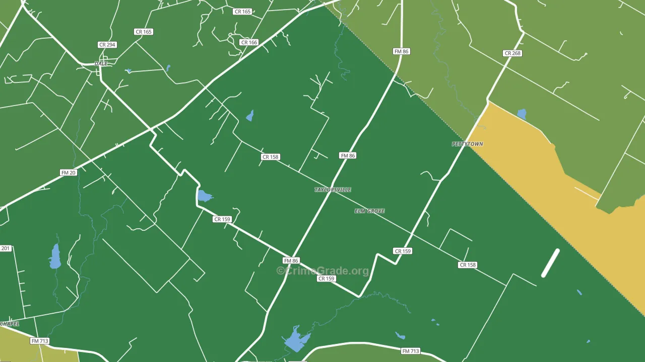 Taylorsville, TX Map of Assault Rates