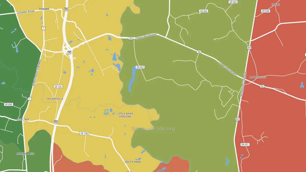 Taylorsville, VA Map of Assault Rates