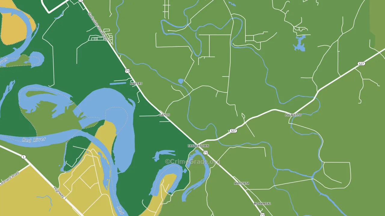 Taylortown, LA Map of Assault Rates