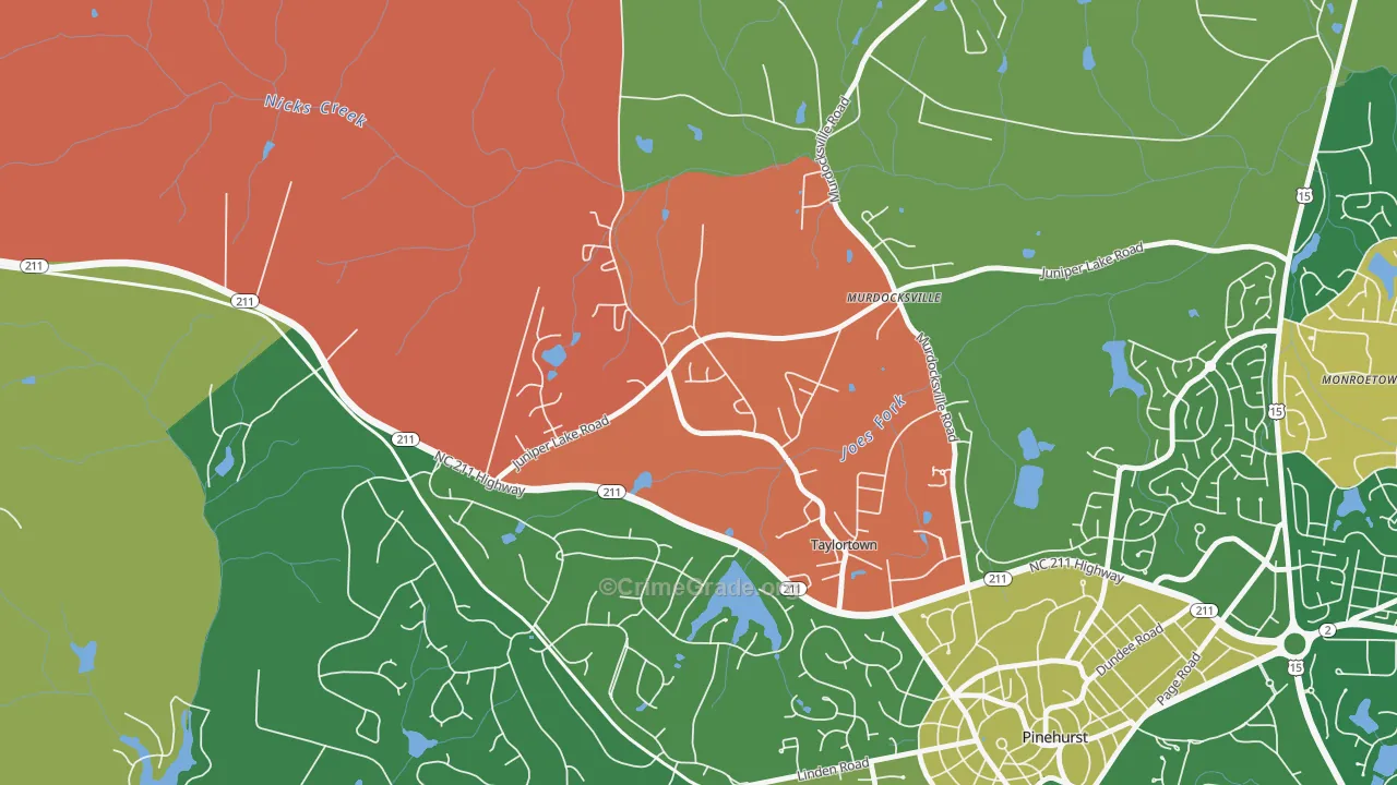 Taylortown, NC Map of Assault Rates