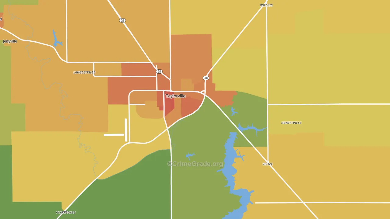 Taylorville, IL Map of Assault Rates