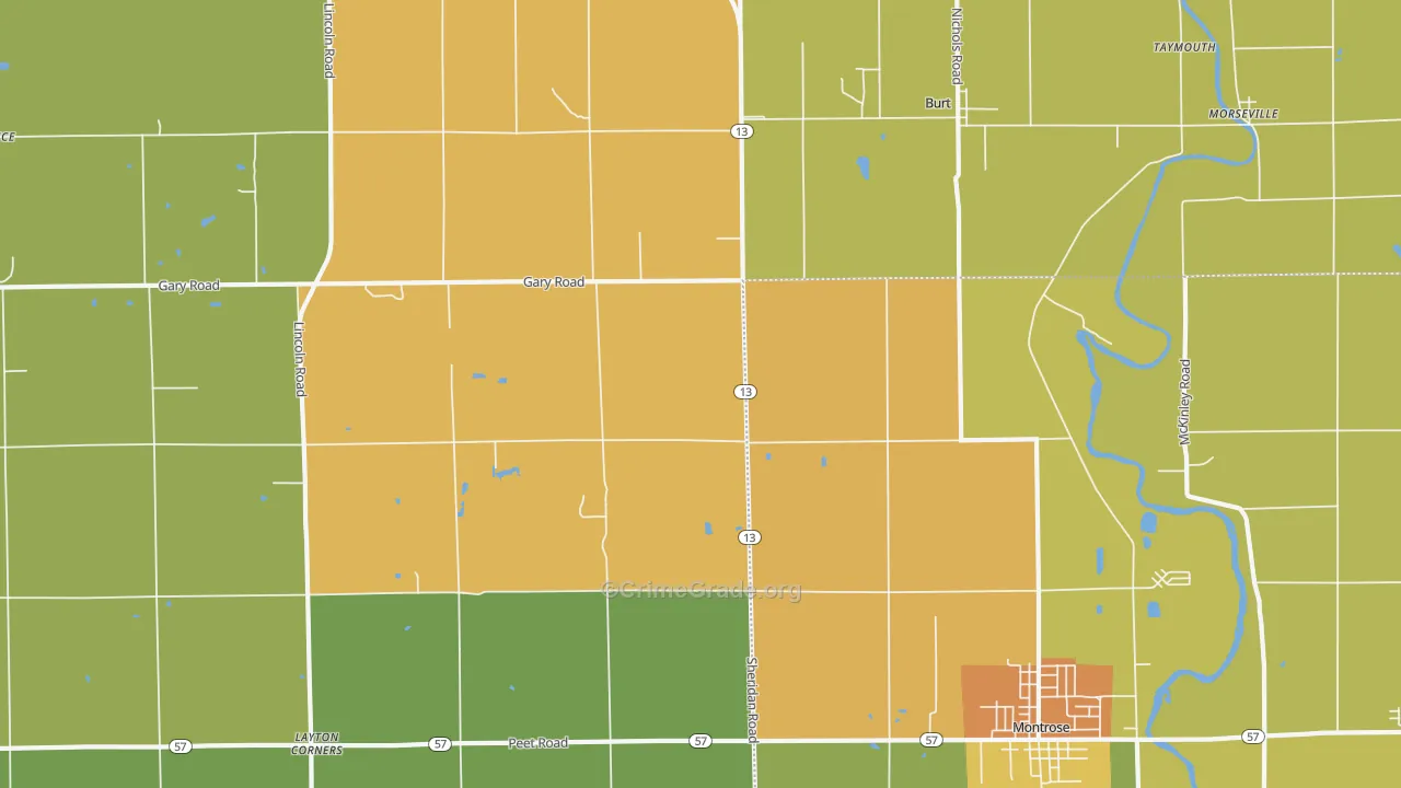 Taymouth, MI Map of Assault Rates