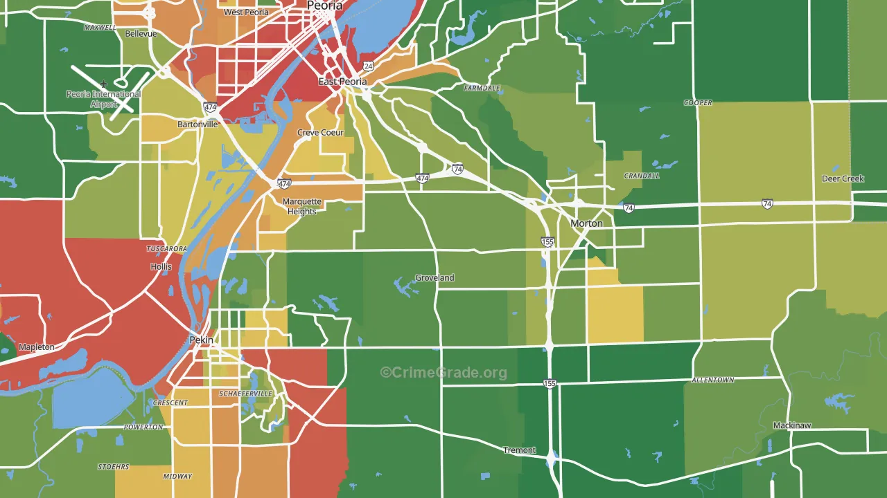 Tazewell County, IL Map of Assault Rates