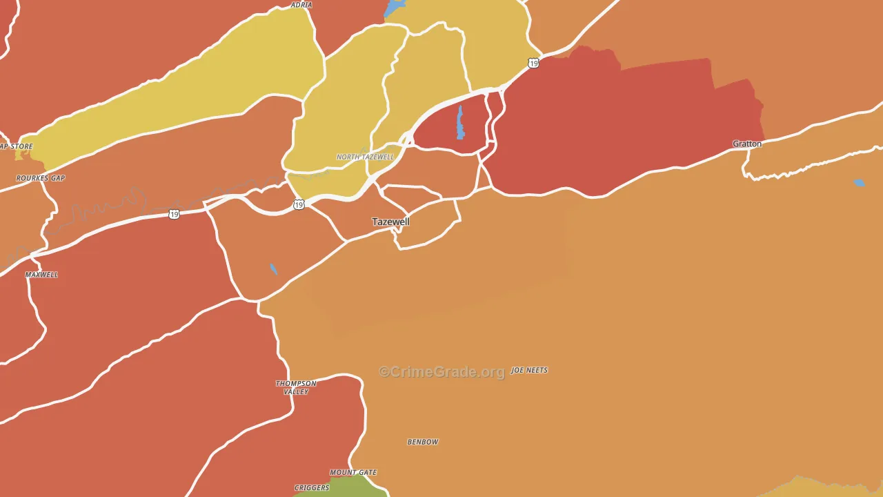 Tazewell, VA Map of Assault Rates