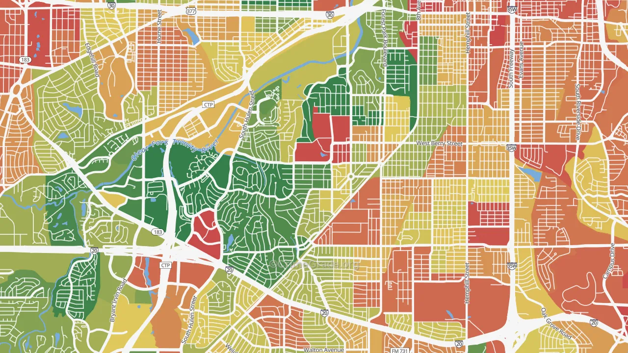 TCU-West Cliff, Fort Worth, TX Map of Assault Rates