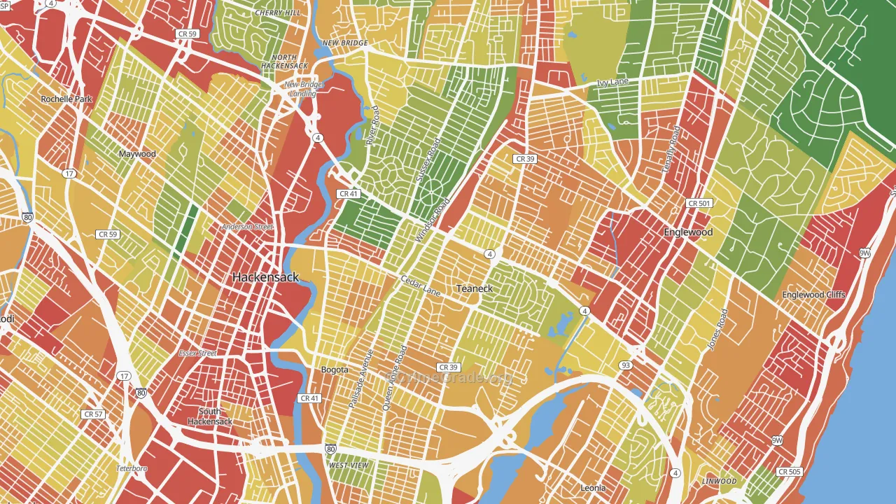 Teaneck, NJ Map of Assault Rates