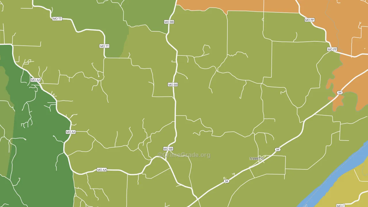 Tebbetts, MO Map of Assault Rates