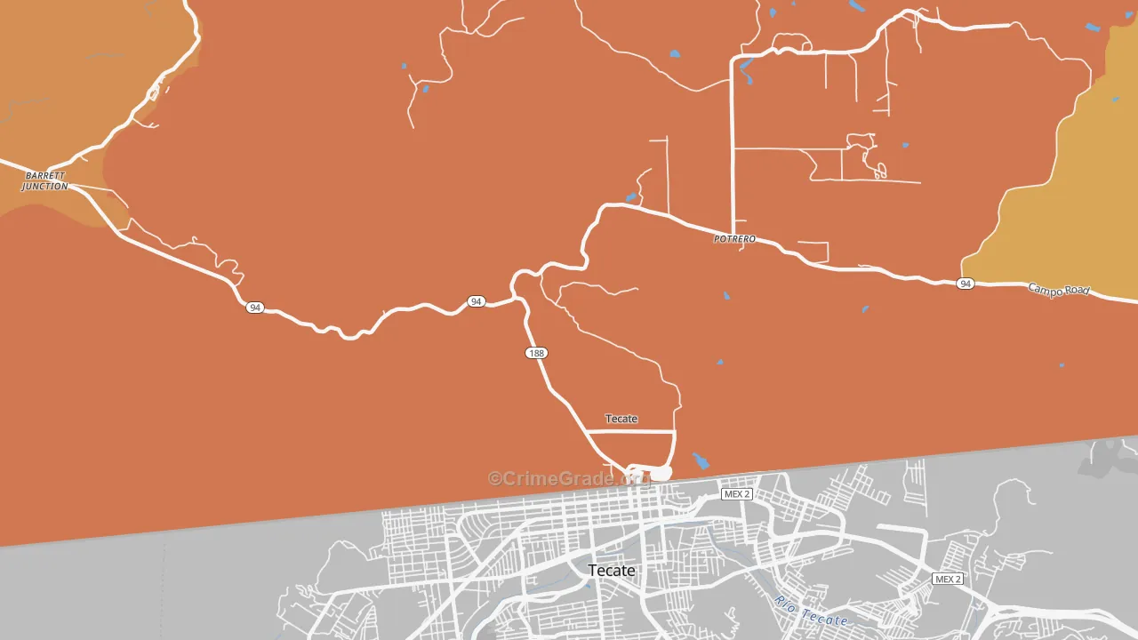 Tecate, CA Map of Assault Rates