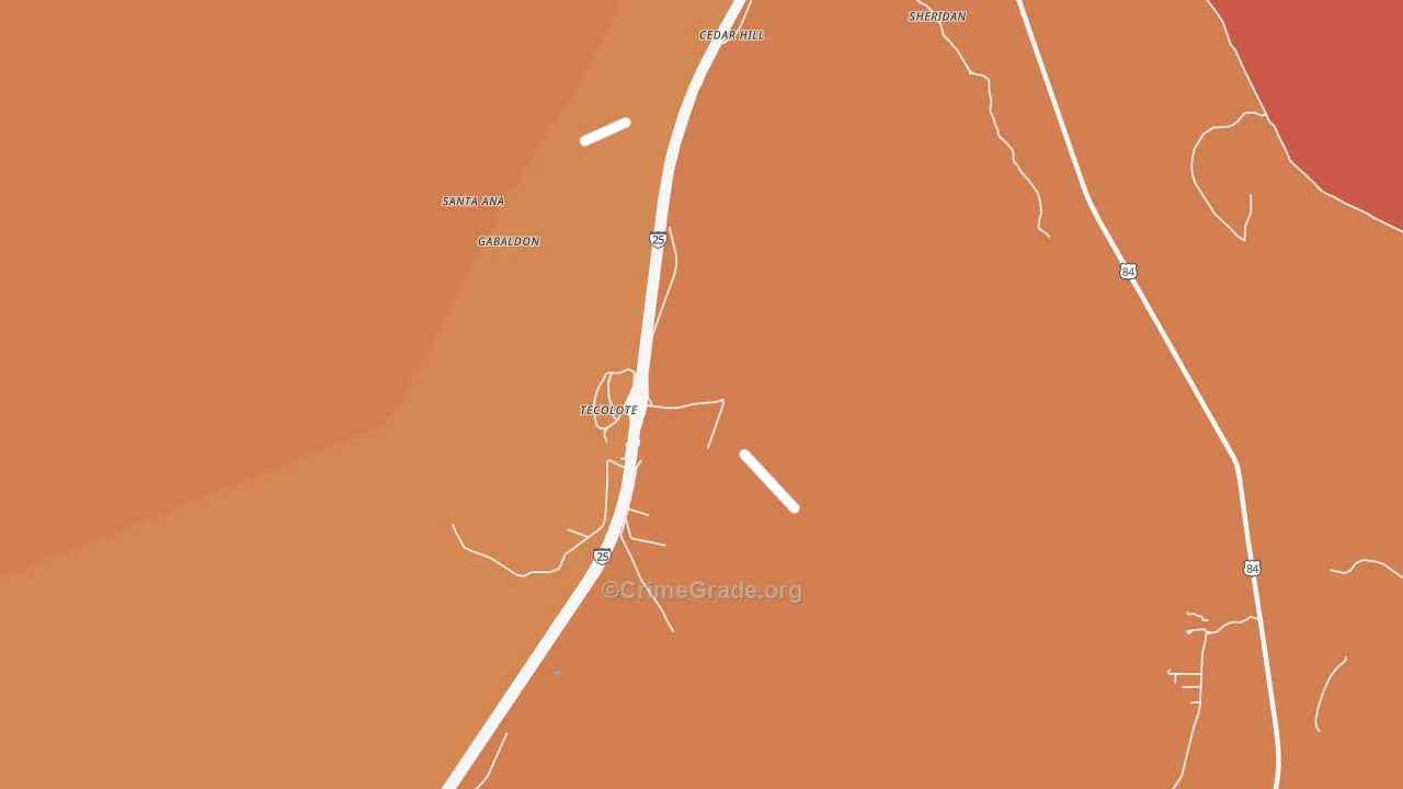 Tecolote, NM Map of Assault Rates