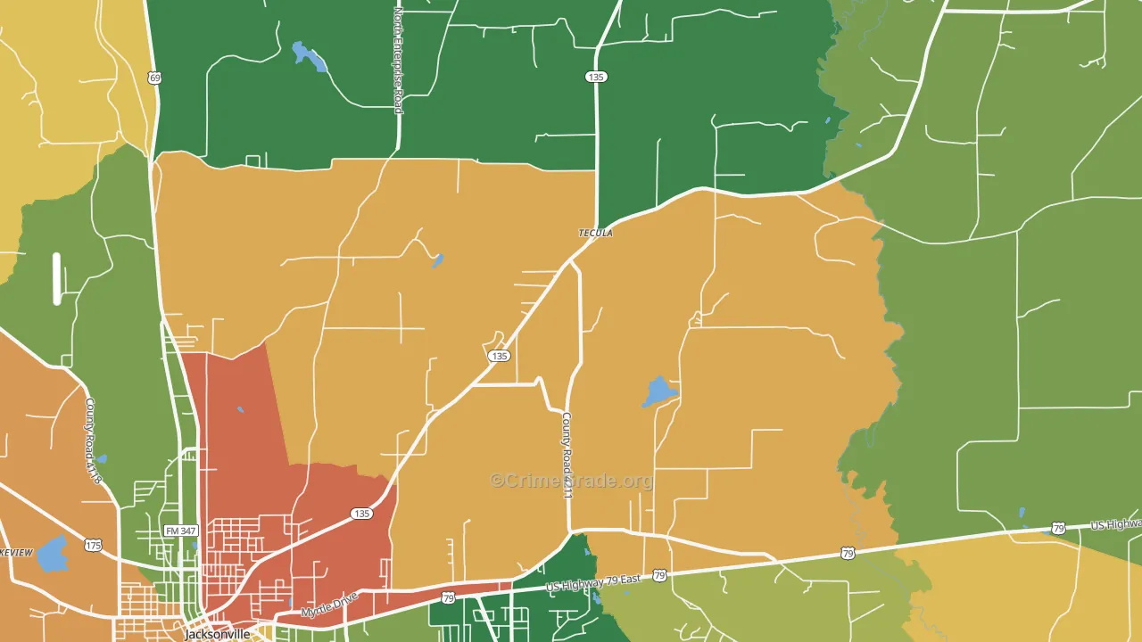 Tecula, TX Map of Assault Rates