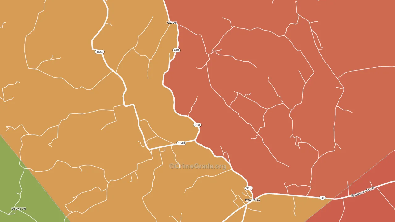 Teddy, KY Map of Assault Rates