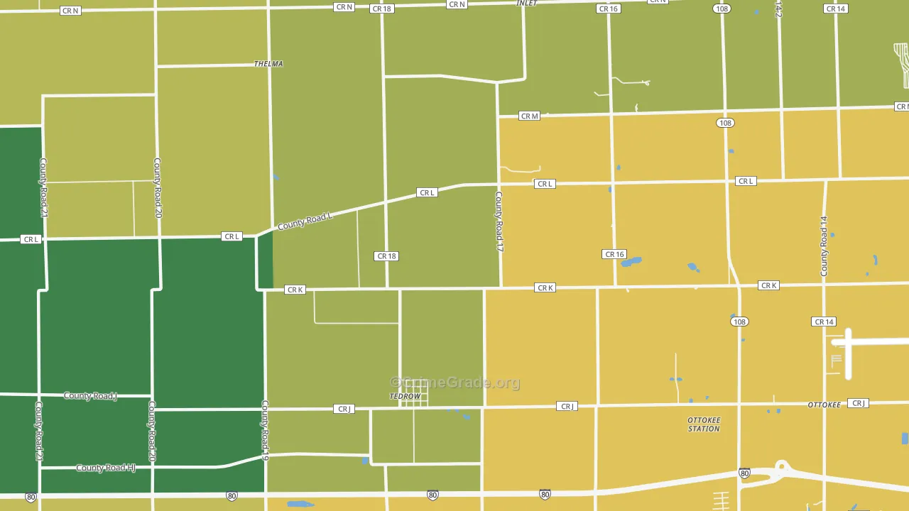 Tedrow, OH Map of Assault Rates