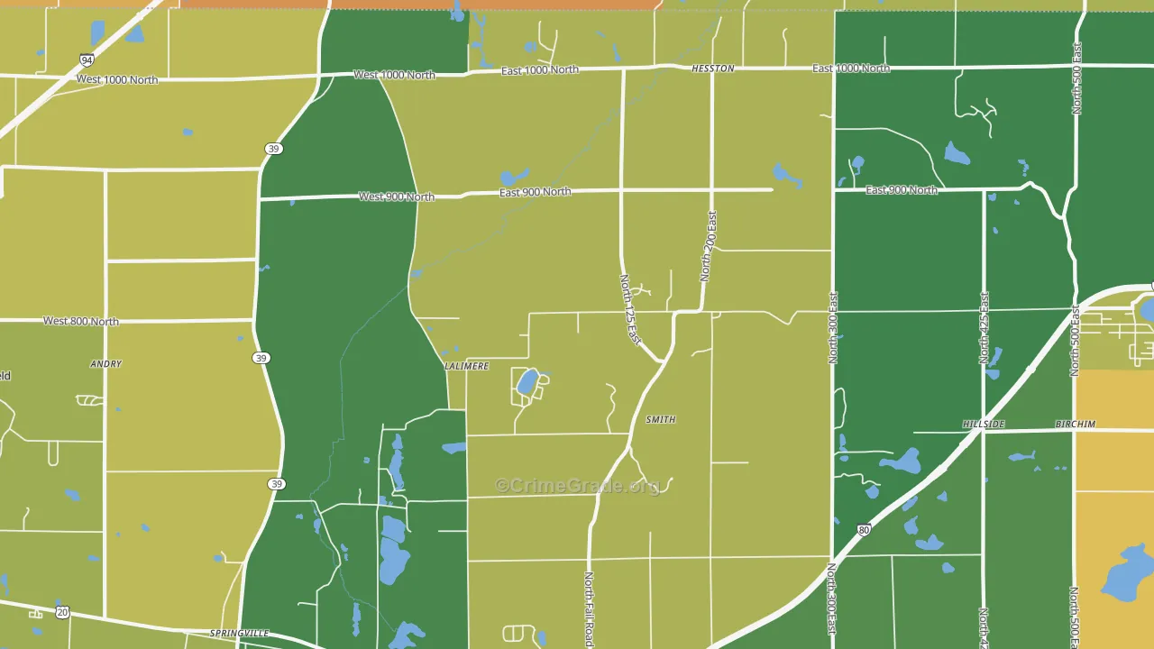 Tee Lake, IN Map of Assault Rates