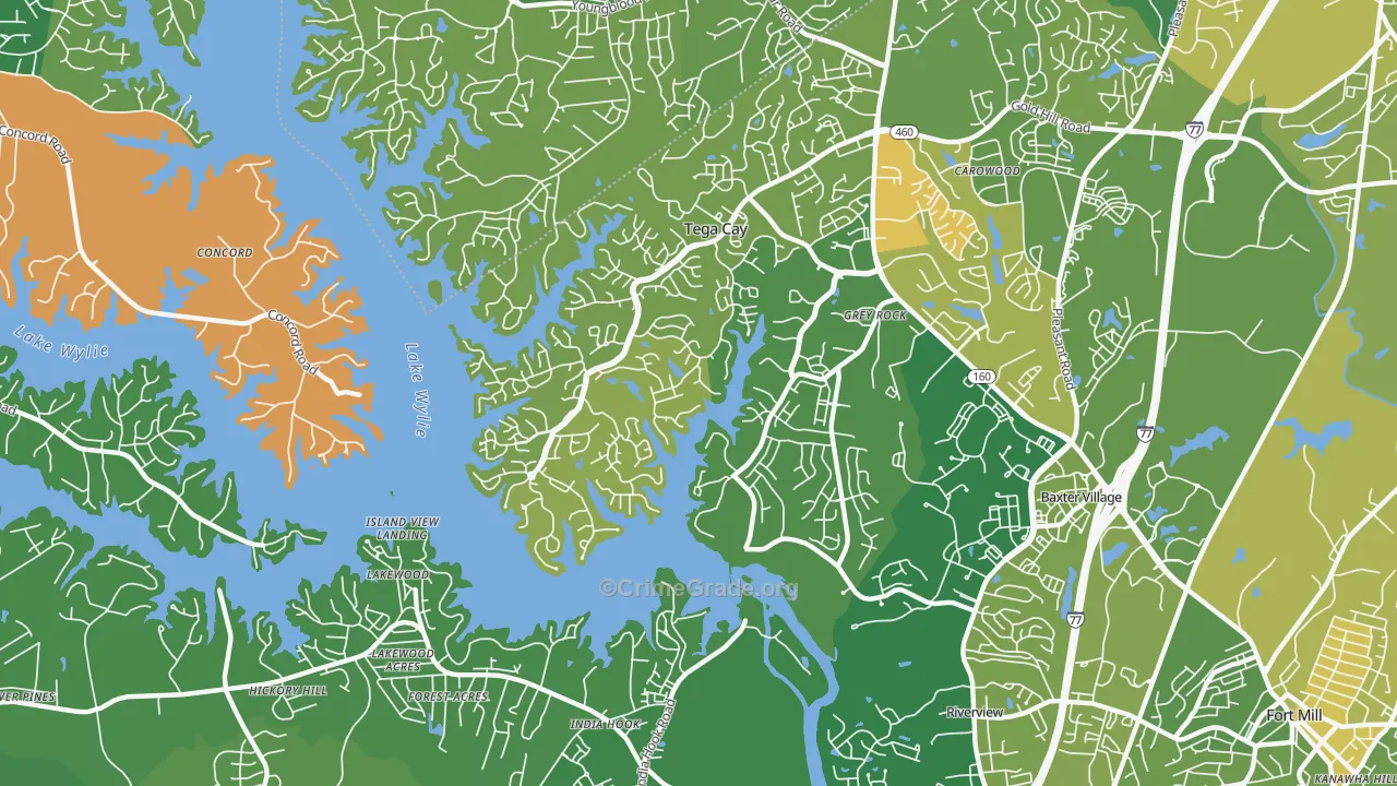 Tega Cay, SC Map of Assault Rates