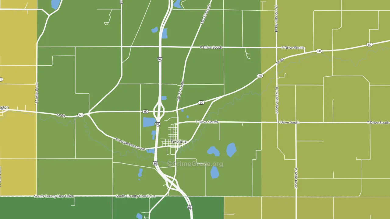 Tekonsha, MI Map of Assault Rates