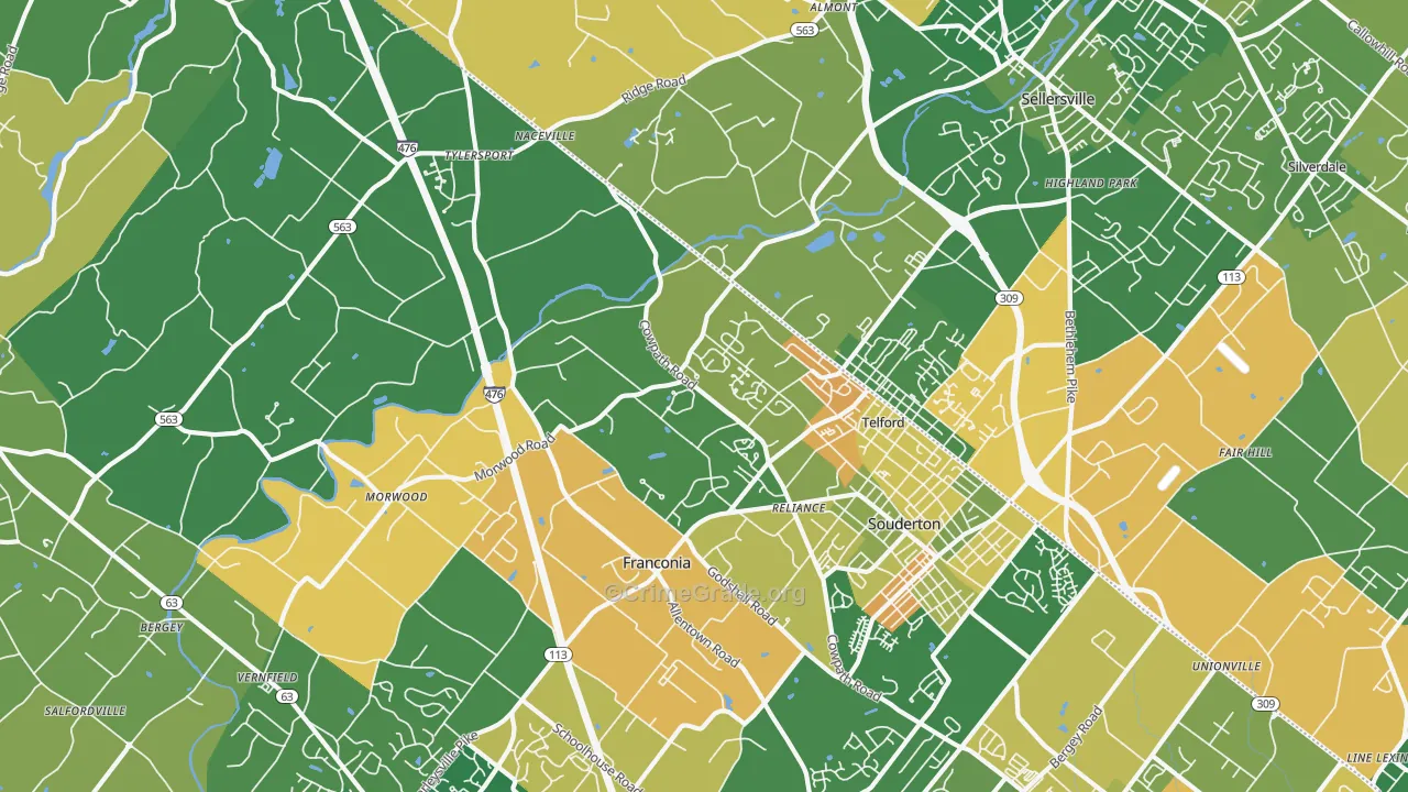 Telford, PA Map of Assault Rates