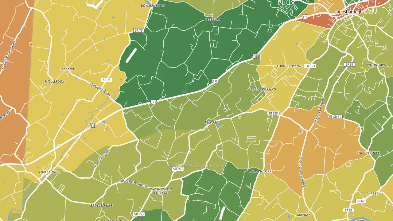 Telford, TN Map of Assault Rates