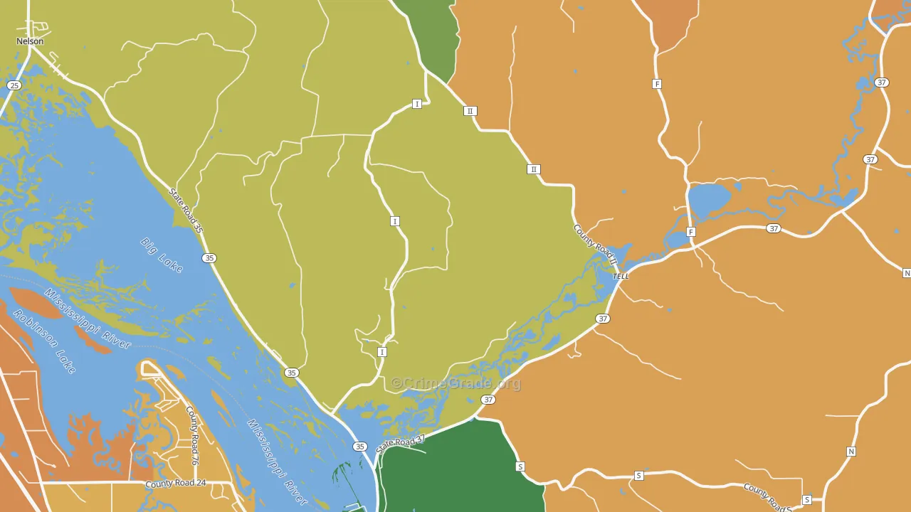 Tell, WI Map of Assault Rates