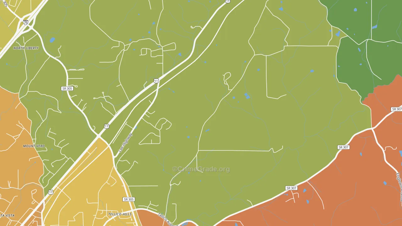 Tellico Hills, TN Map of Assault Rates