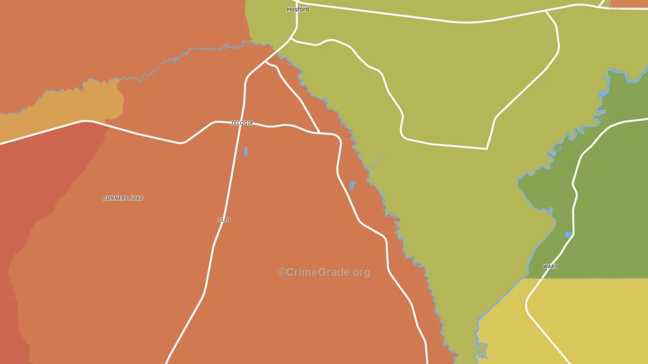 Telogia, FL Map of Assault Rates