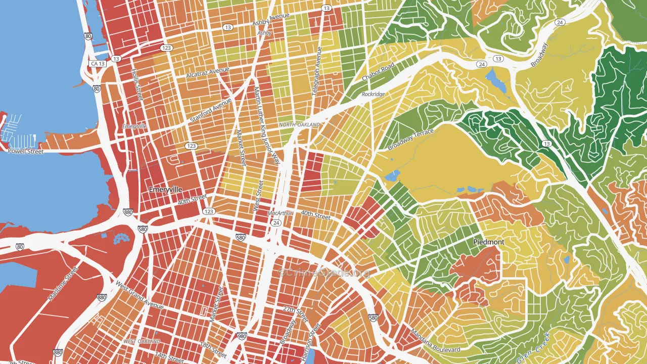 Temescal, Oakland, CA Map of Assault Rates