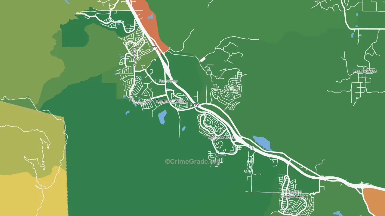 Temescal Valley, CA Map of Assault Rates