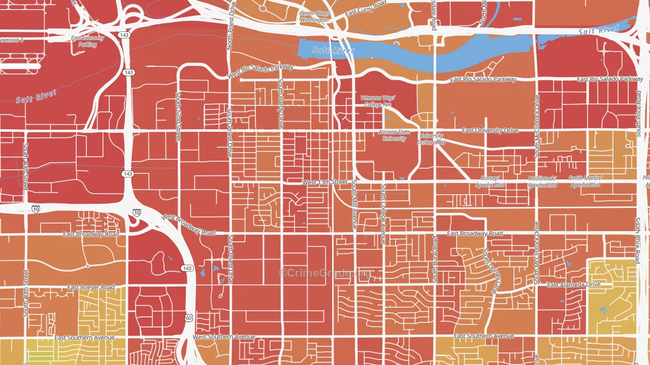 Tempe Junction, Tempe, AZ Map of Assault Rates