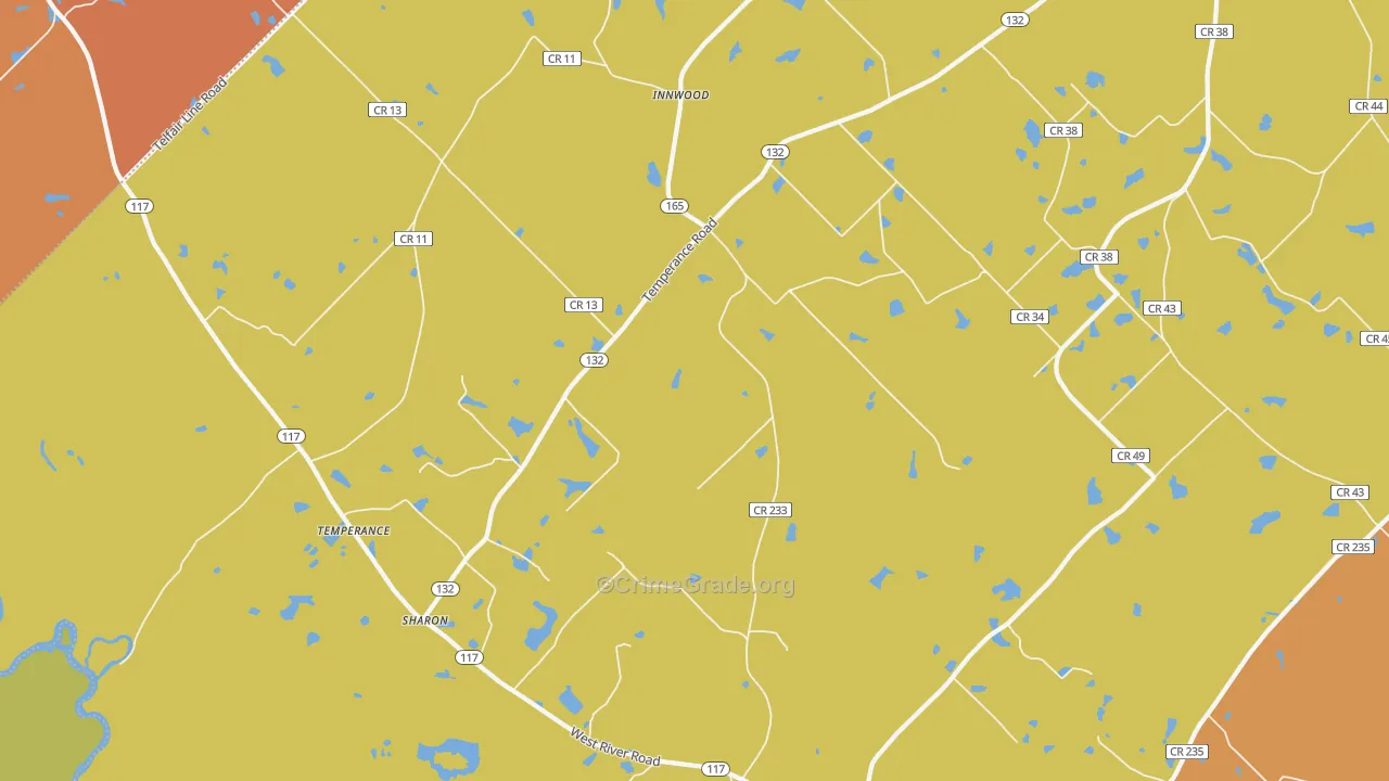 Temperance, GA Map of Assault Rates