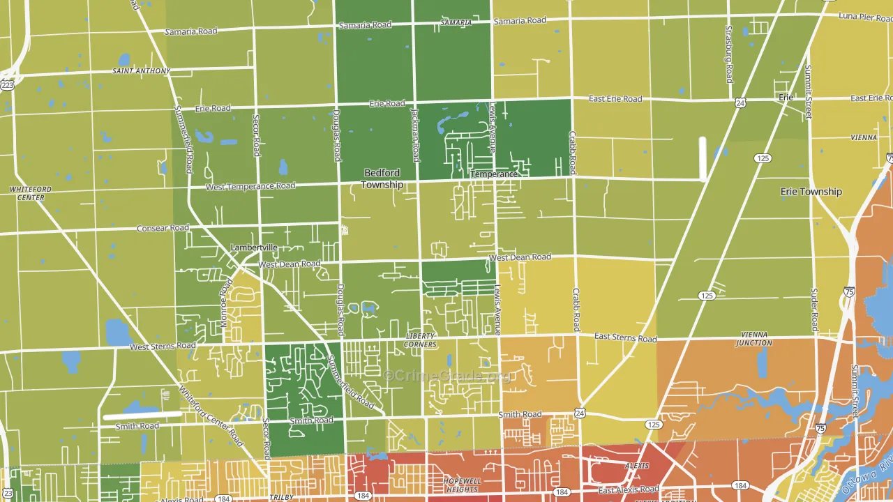 Temperance, MI Map of Assault Rates