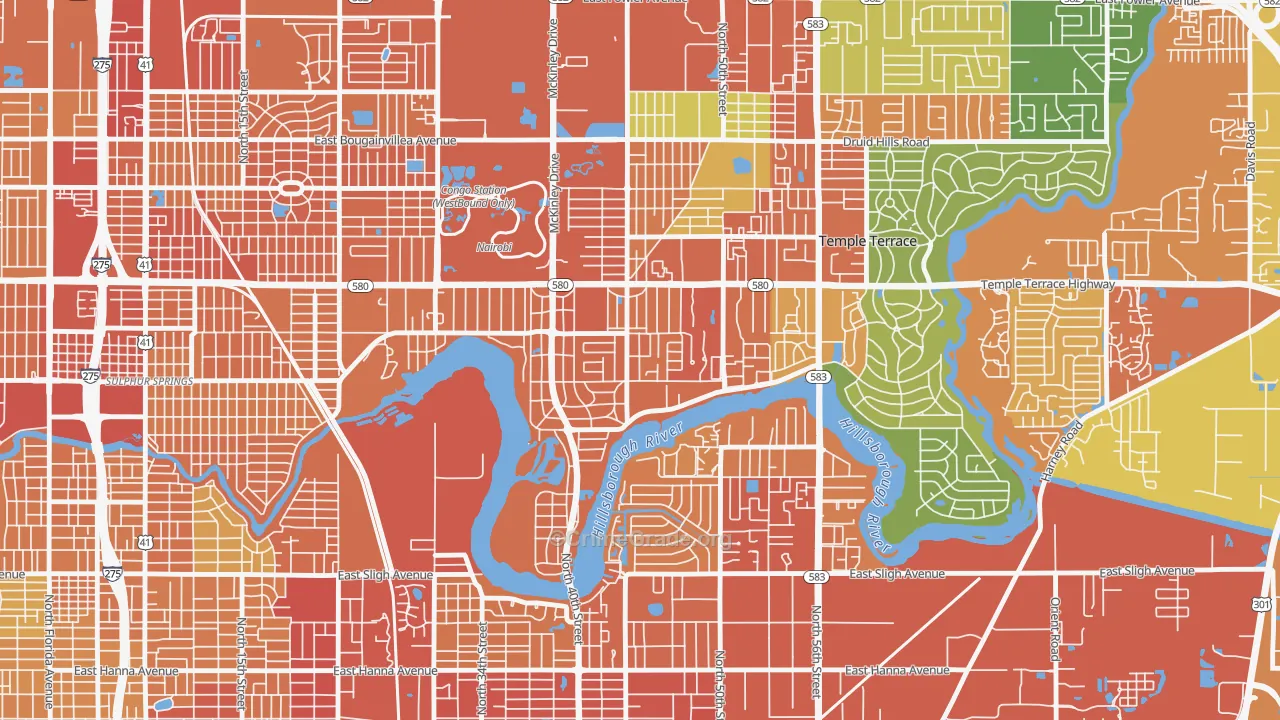 Temple Crest, Tampa, FL Map of Assault Rates