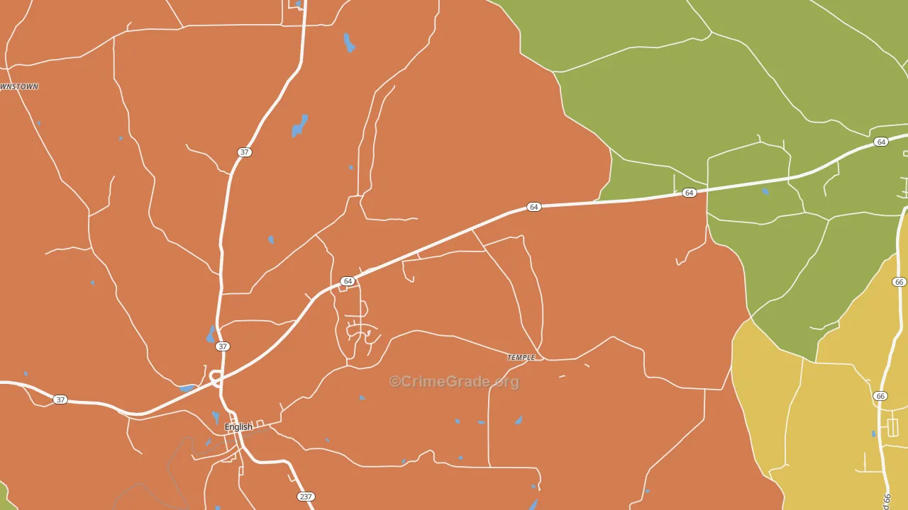 Temple, IN Map of Assault Rates