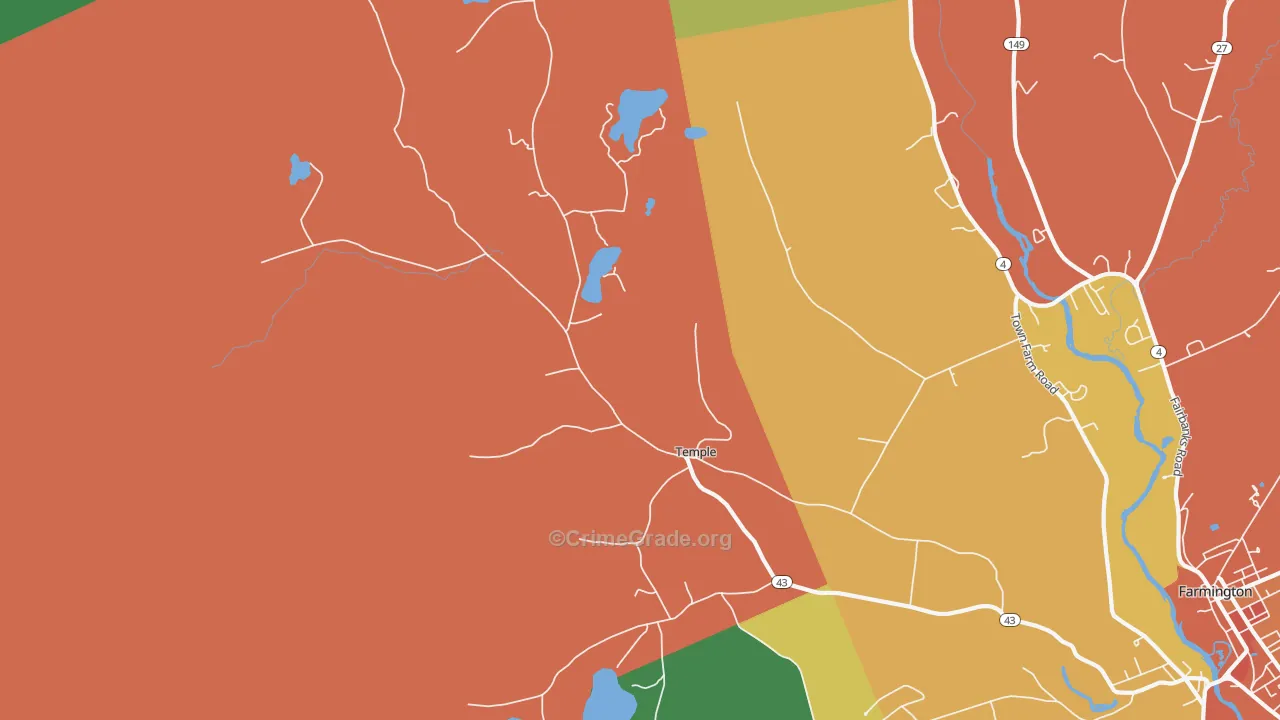 Temple, ME Map of Assault Rates