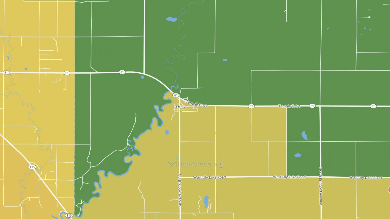 Temple, MI Map of Assault Rates