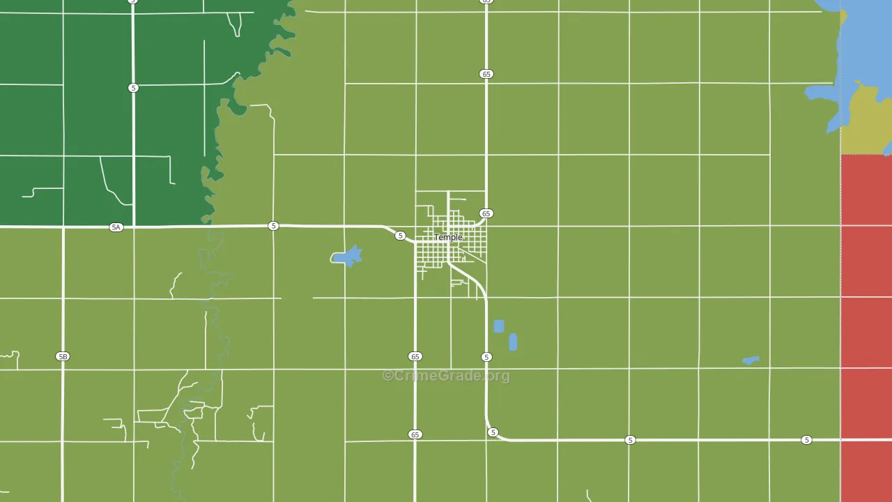 Temple, OK Map of Assault Rates