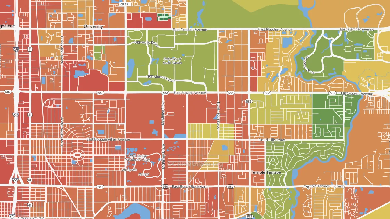 Temple Park, Tampa, FL Map of Assault Rates