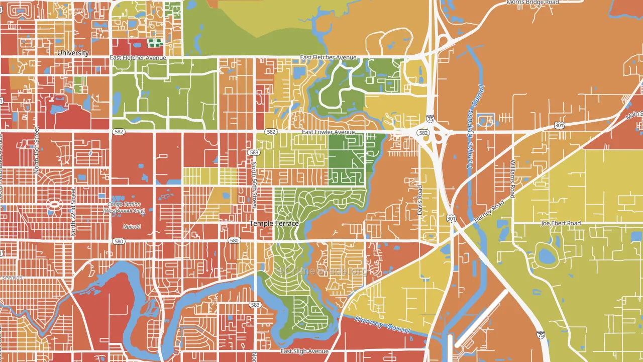 Temple Terrace, FL Map of Assault Rates