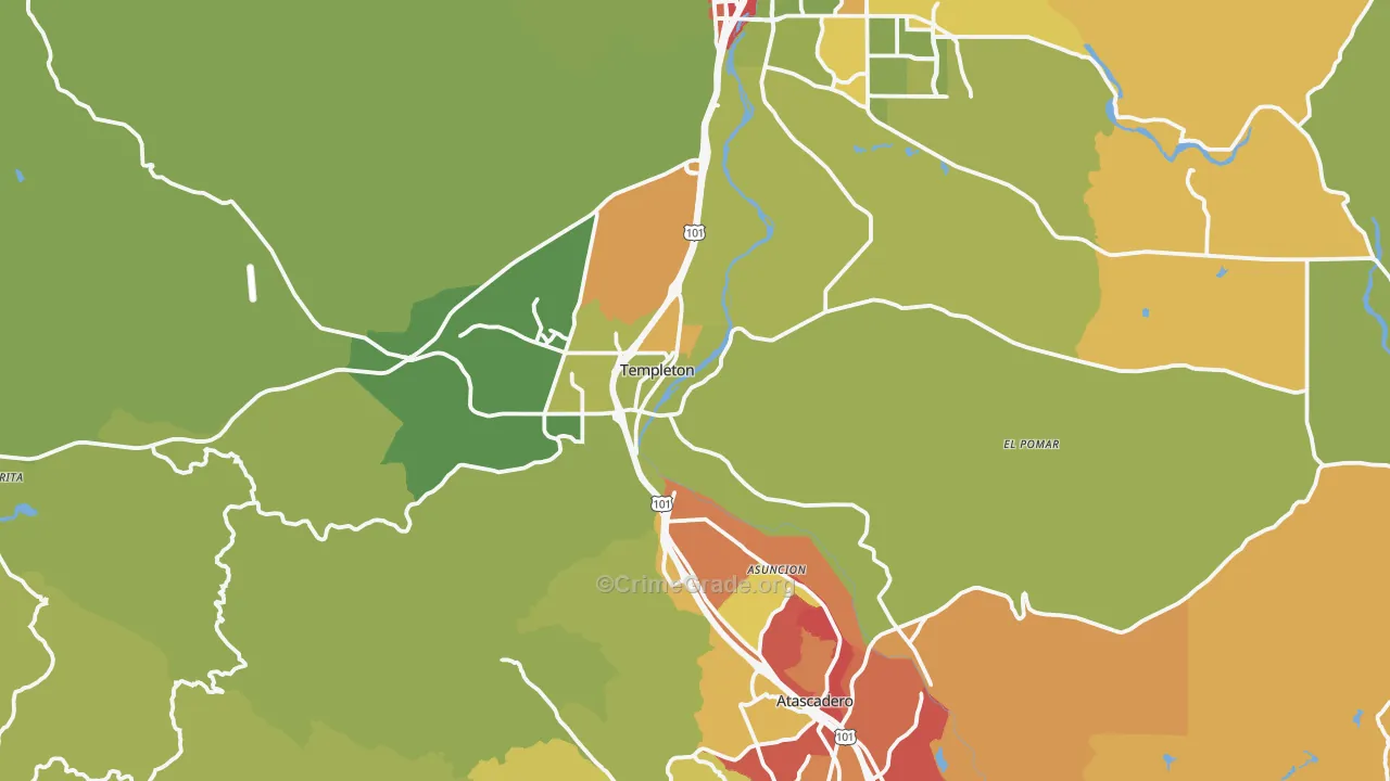 Templeton, CA Map of Assault Rates