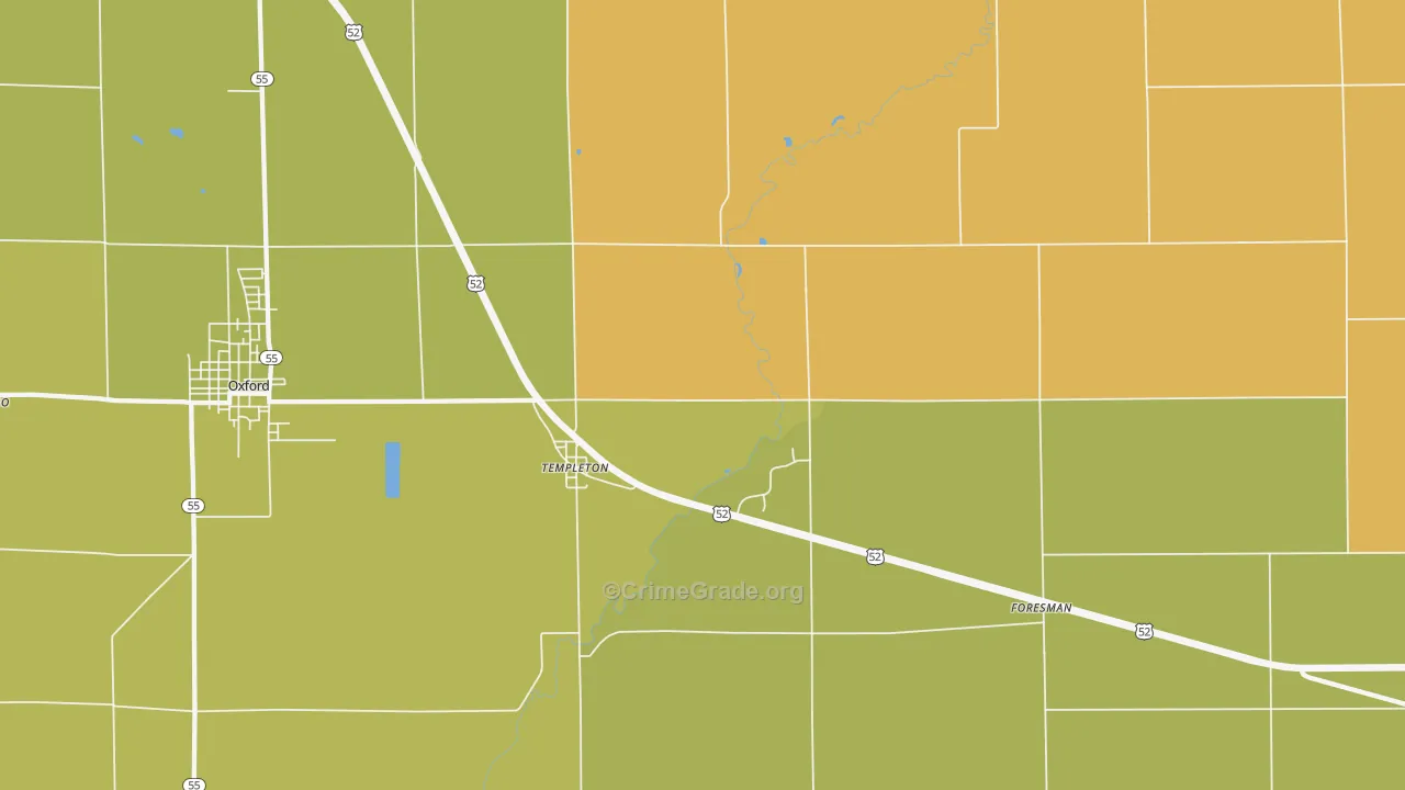 Templeton, IN Map of Assault Rates