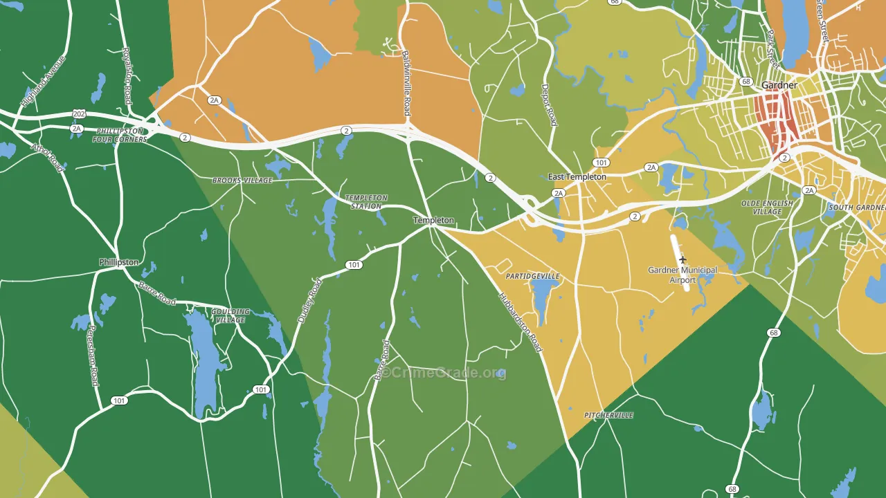 Templeton, MA Map of Assault Rates