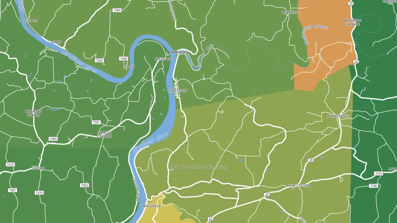 Templeton, PA Map of Assault Rates