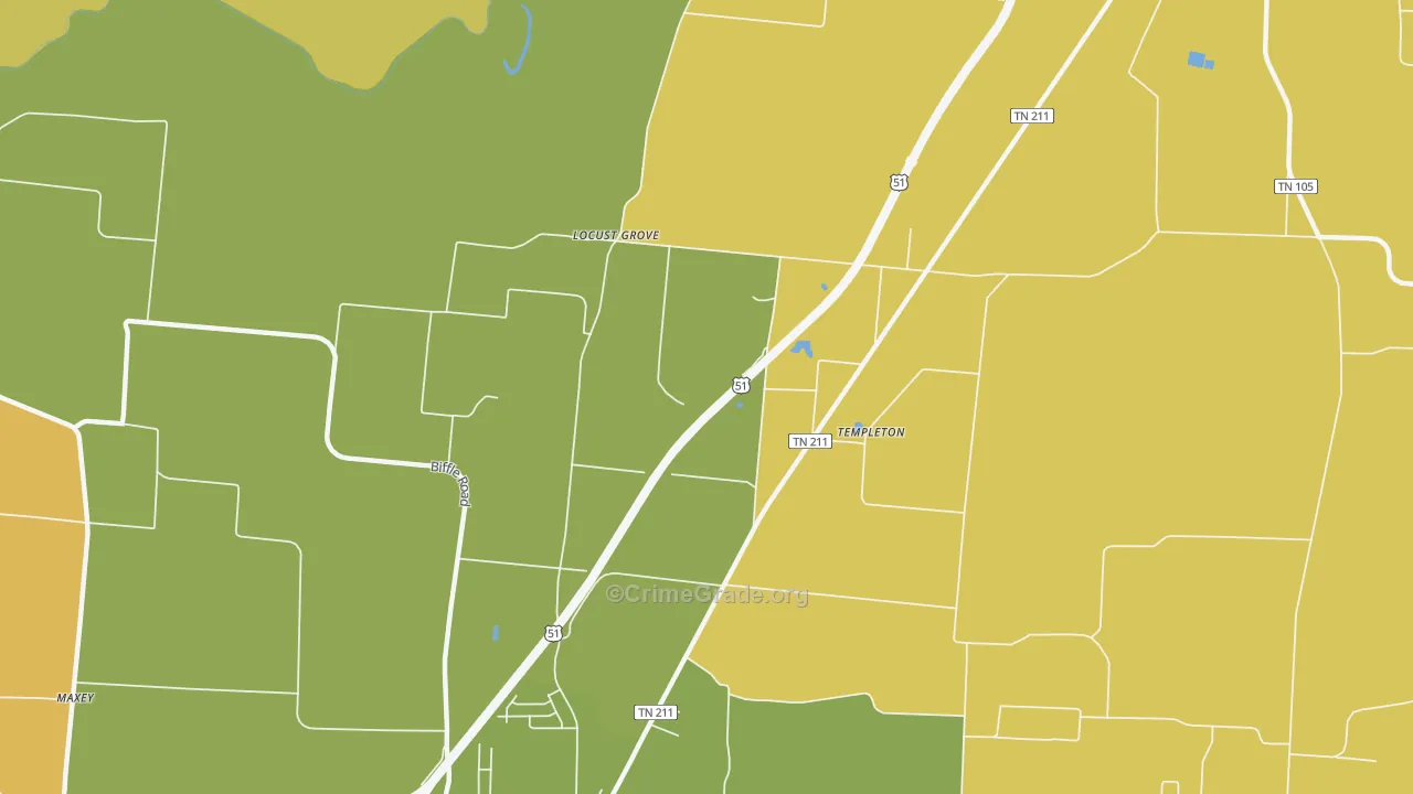 Templeton, TN Map of Assault Rates