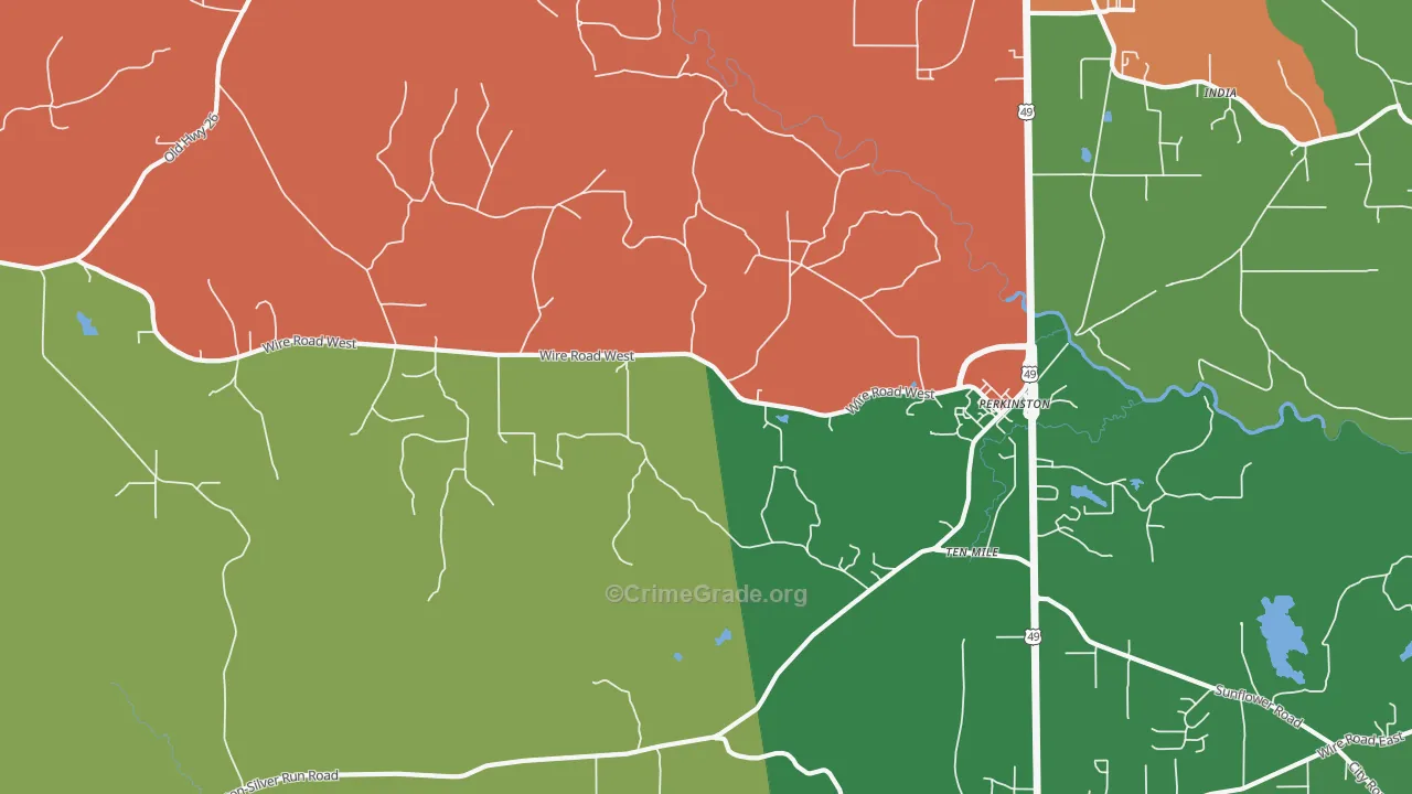 Ten Mile, MS Map of Assault Rates