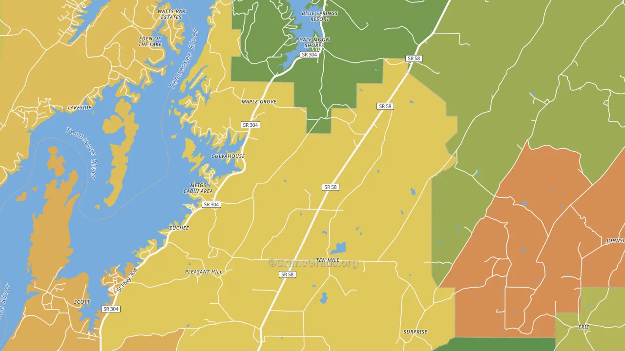 Ten Mile, TN Map of Assault Rates